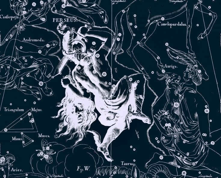Perseus, drawing by Jan Hevelius from his atlas of constellations