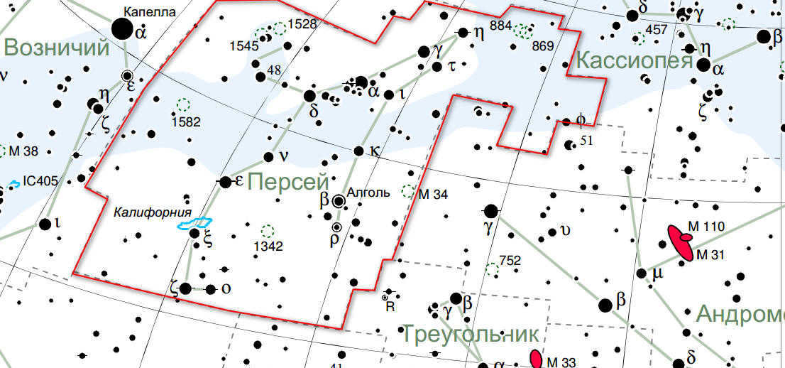 Map of the constellation Perseus