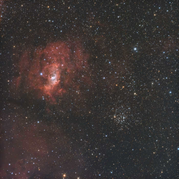 Bubble Nebula NGC 7635 and the M52 diffuse star cluster Astrophoto, Astronomy, Milky Way, Stars, Cassiopeia, Longshot, Longpost