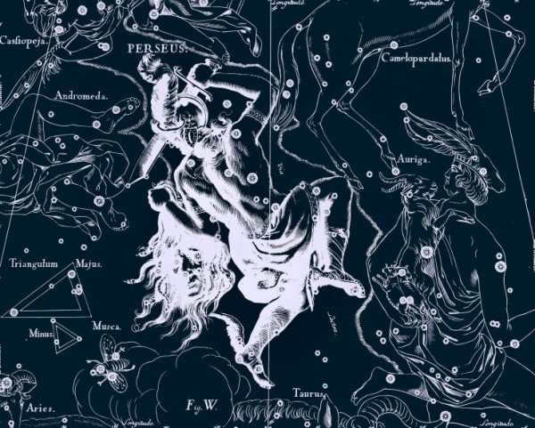 Perseus, drawing by Jan Hevelius from his atlas of constellations