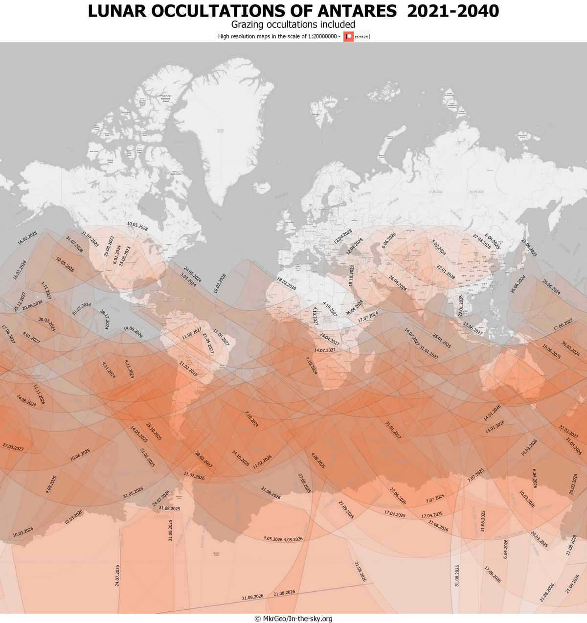 Moon coverage map of Antares