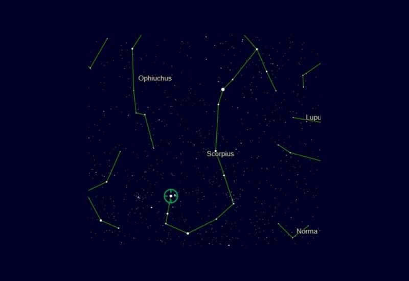 Location of Shaula in the Constellation of Scorpius