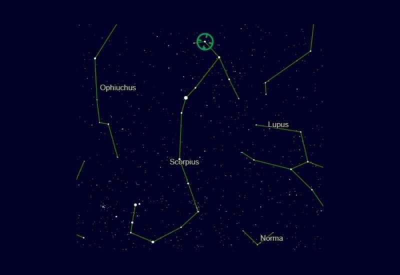 Location of Aqrab in the constellation Scorpius