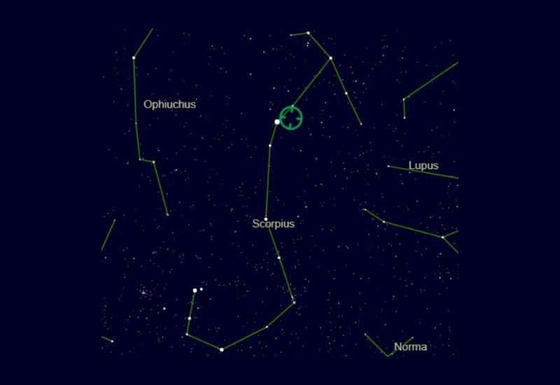 Location of pulsar near Messier 4