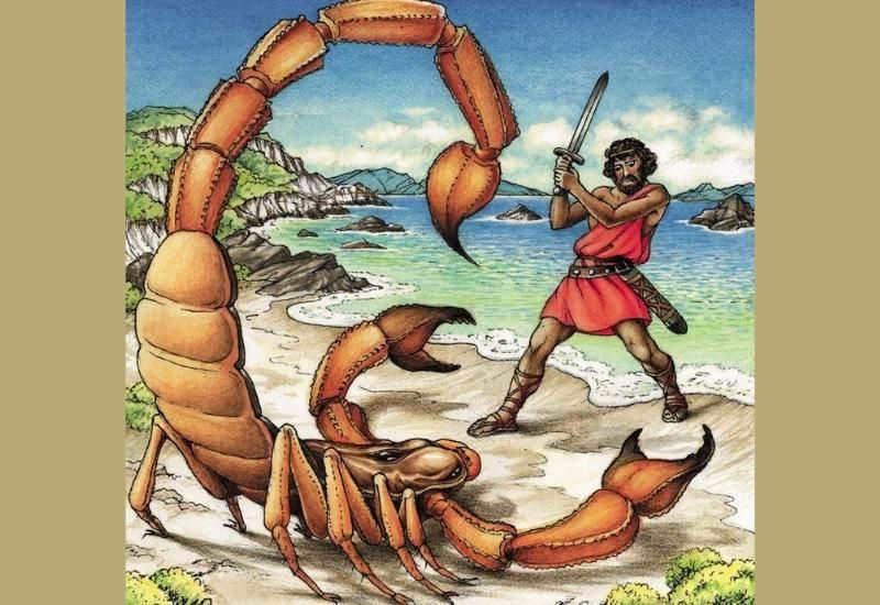 Mythological image of Orion and Scorpius