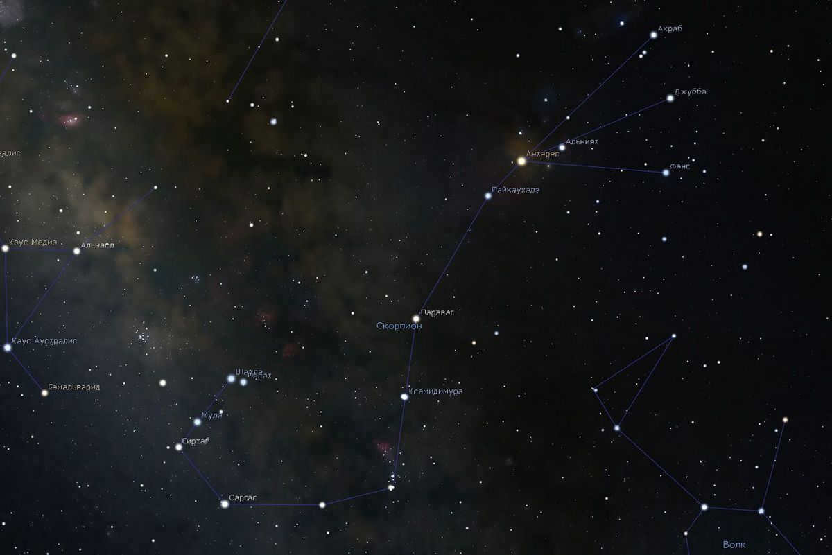 The constellation Scorpius in the sky