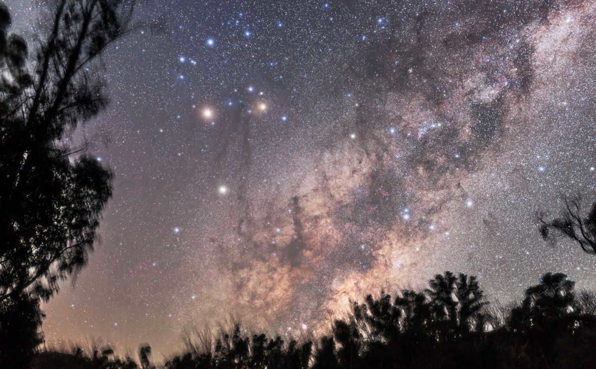 The star Antares and the planet Mars.