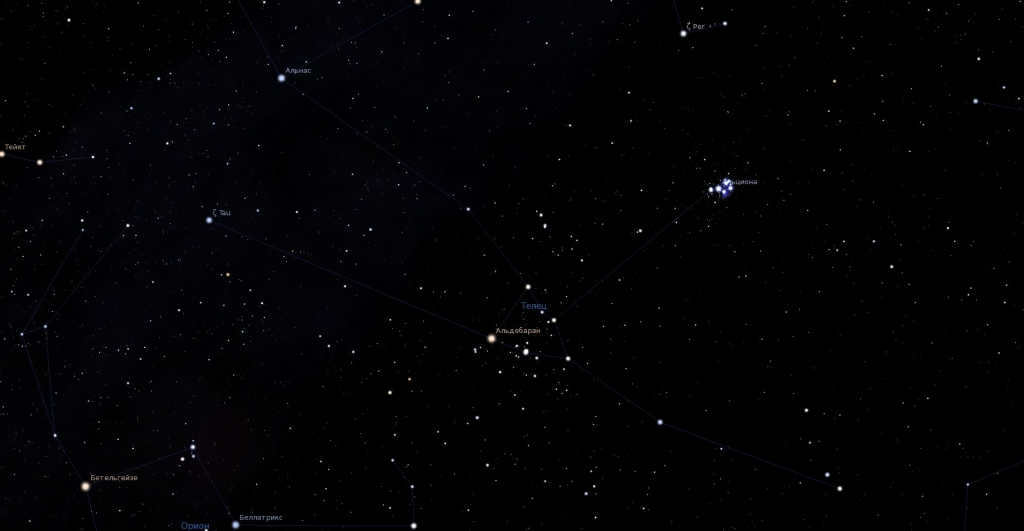Constellation Taurus - view in the program planetarium