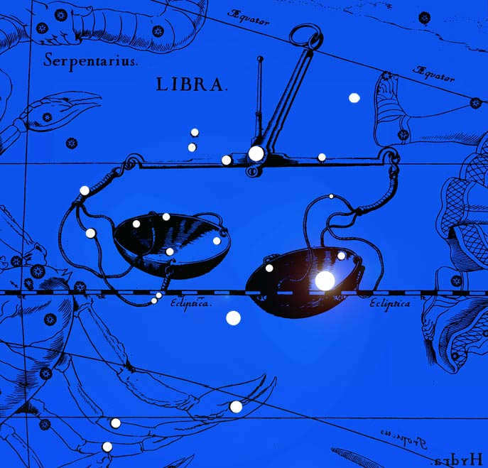 The constellation Libra. Collage based on the atlas of Jan Hevelius