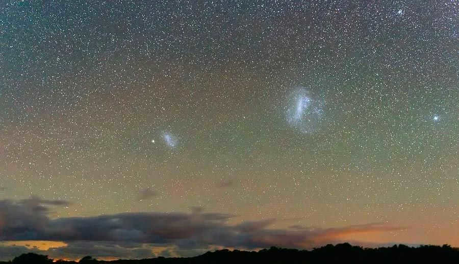 Large and small Magellanic clouds in the southern sky