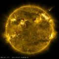 An image of the Sun taken in the far ultraviolet range of the spectrum