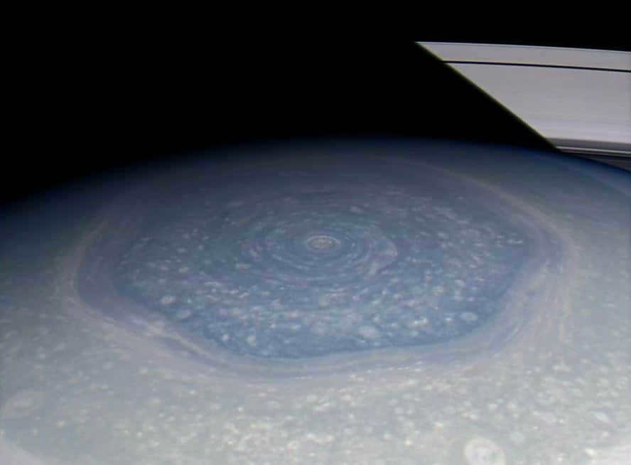 A strange hexagon at Saturn's north pole