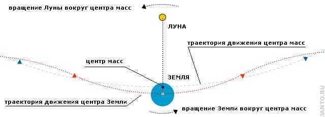 Modulation of the Earth's orbit by lunar gravity.