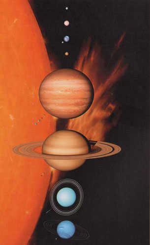 The major celestial bodies of our solar system on a single scale