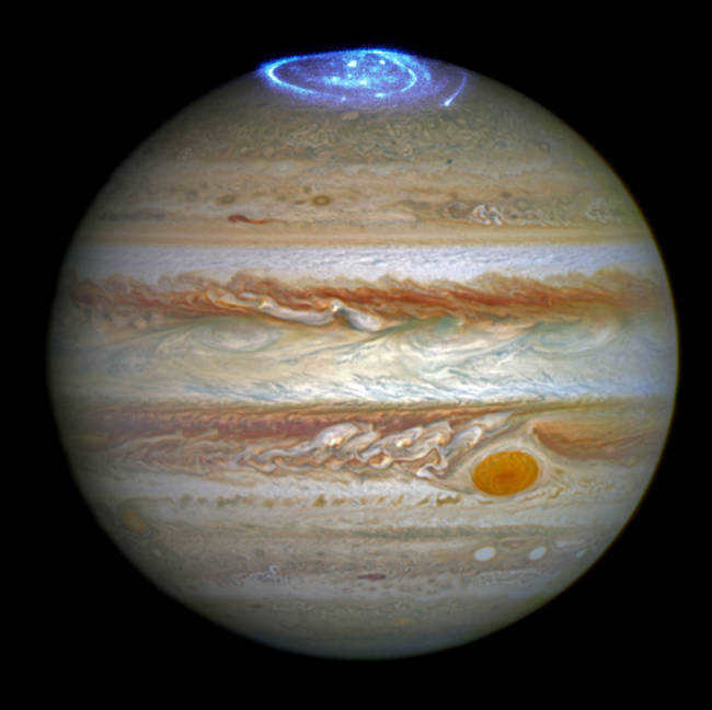 Polar lights on the largest planet in the solar system