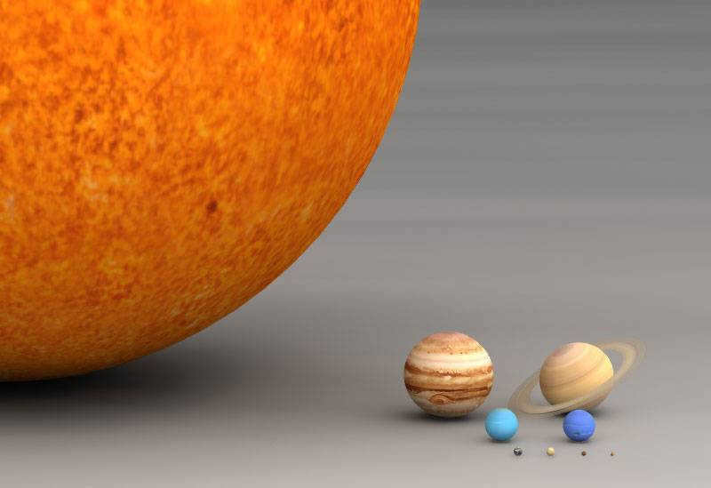 Comparative sizes of the Sun and the planets