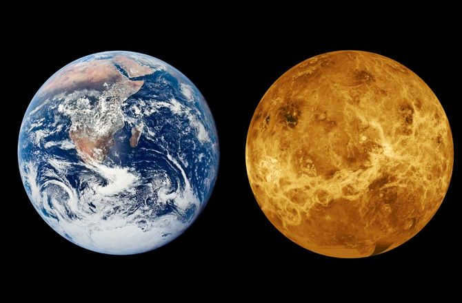 Comparison of Venus and Earth size