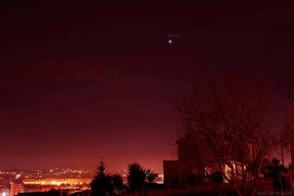 Night sky, venus, planet, city, buildings, lights, lights, light