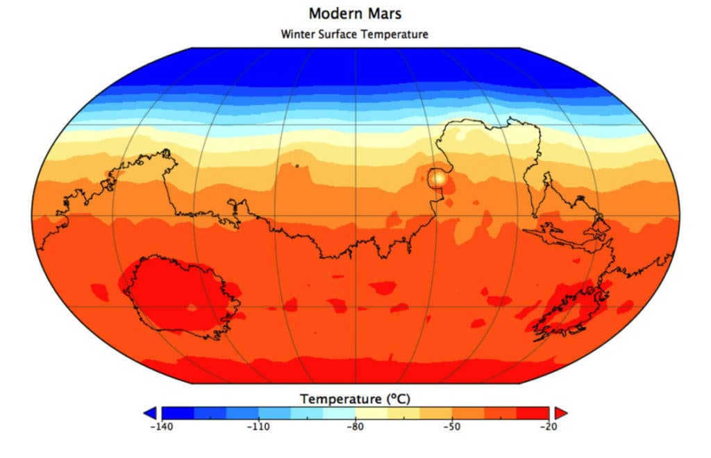 Temperature on Mars - heat map