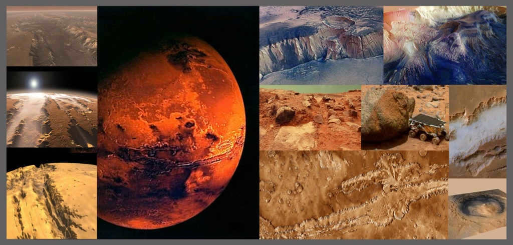 "Seas" and "continents" on Mars