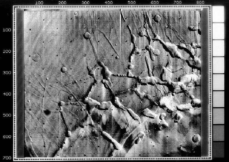 The Labyrinth of Night is a geologic formation at the western end of the Mariner valleys. The photo was taken by AMS Mariner-9