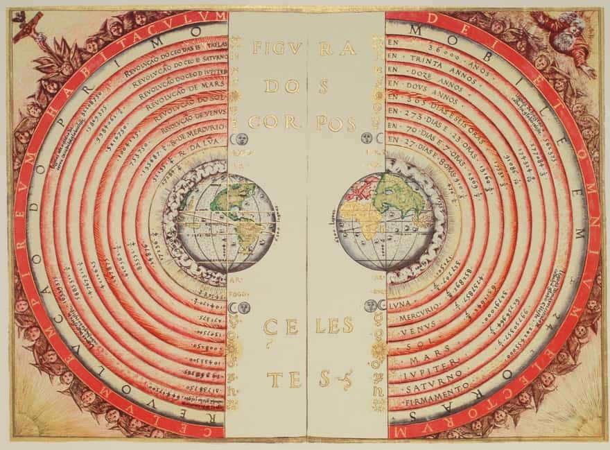 Ptolemy's geocentric concept as mapped in 1568 by Bartolomeu Velho
