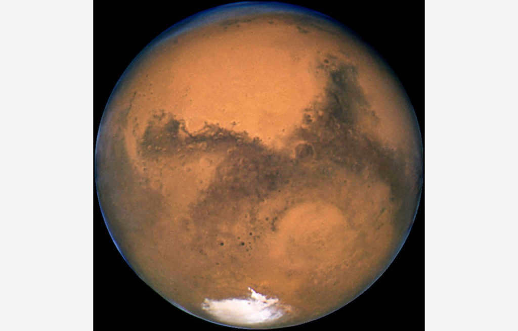 Composite image of Mars, based on Hubble Space Telescope images from August 23, 2003.