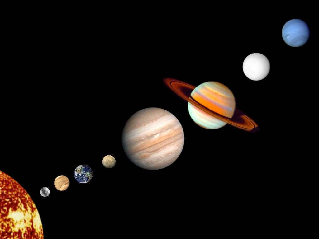 Comparison of the sizes of the planets in the solar system