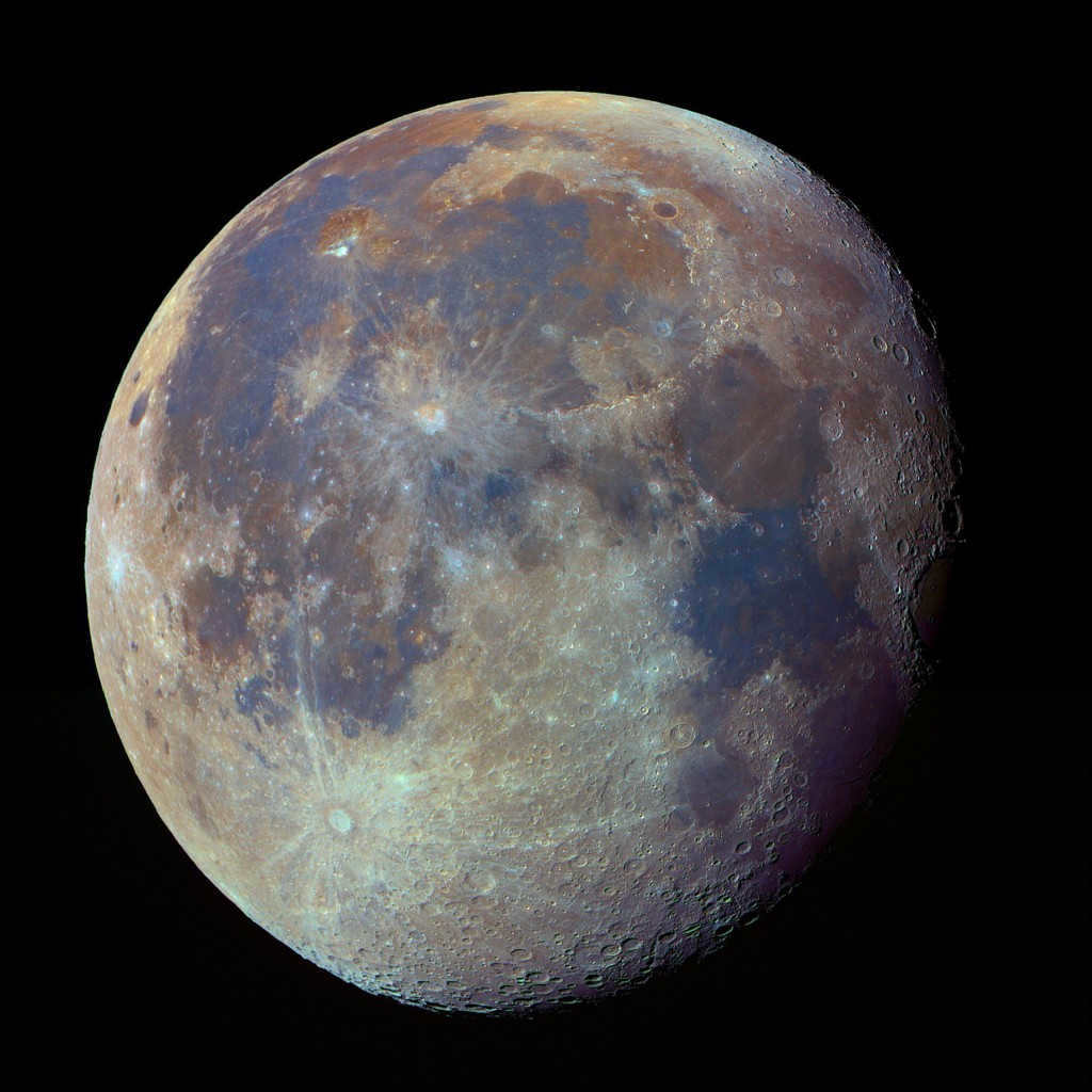 True colors of the Moon (saturation increased)