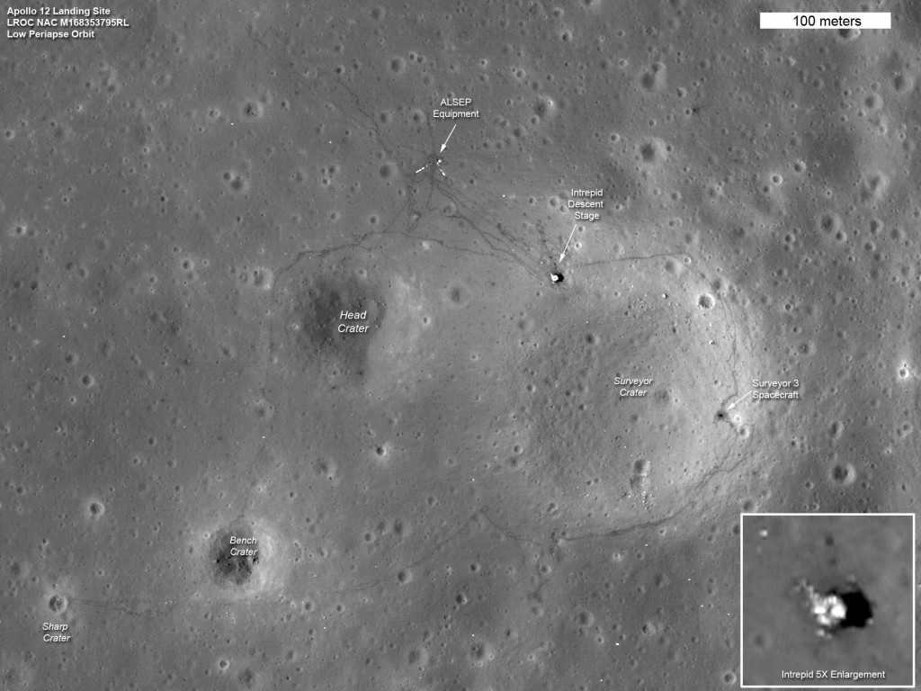 Apollo 12 landing site, taken by LRO.