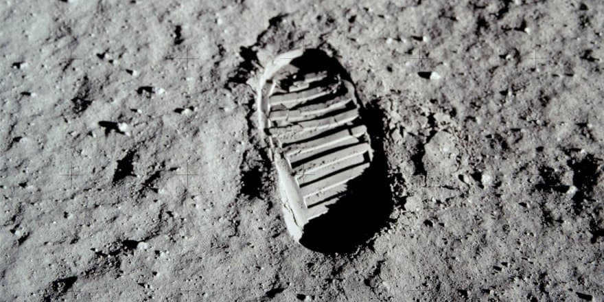 An image of the historic boot print left by the Apollo 11 astronauts.