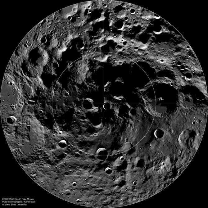 The LROC camera imaged the lunar territory of the South Pole with a length of 600 km
