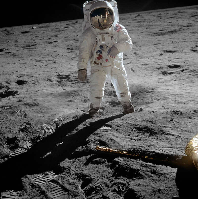 Buzz Aldrin on the Moon, July 1969 (NASA photo)