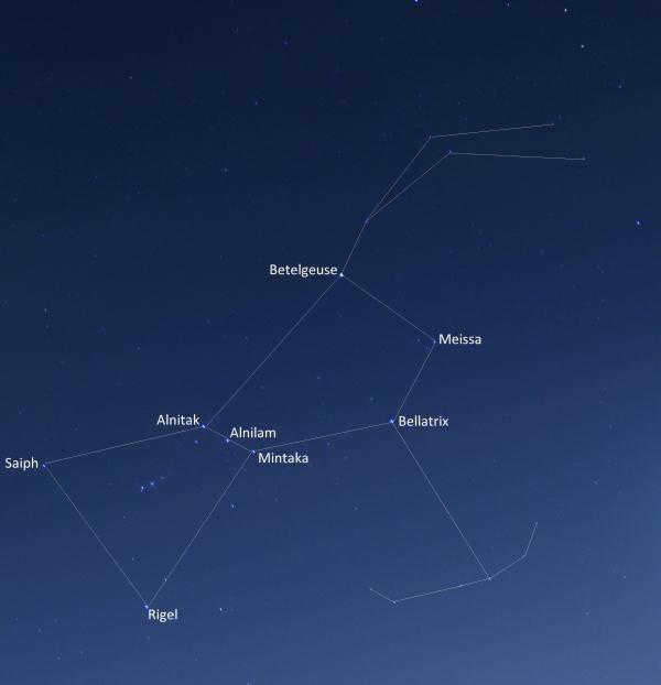 two bright stars in the constellation Orion