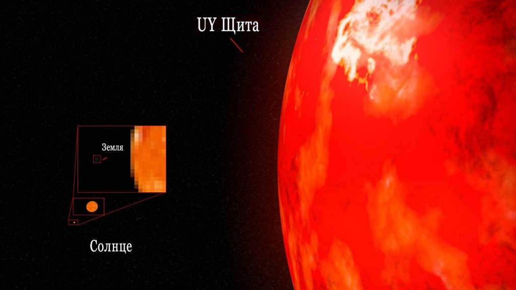 UY of Shields compared to the Sun