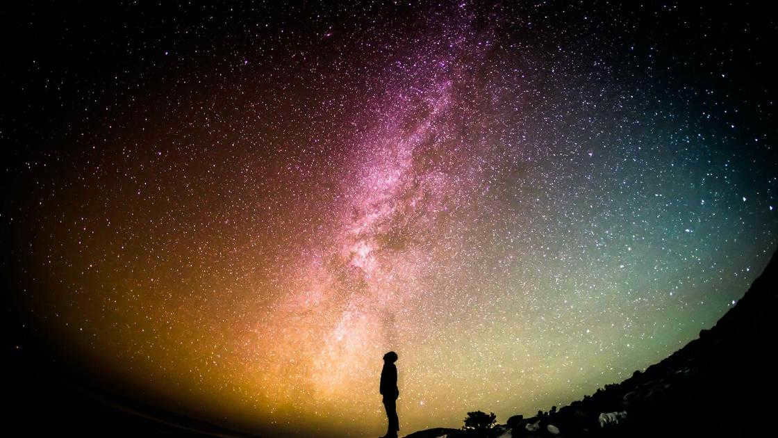 Man under the starry sky