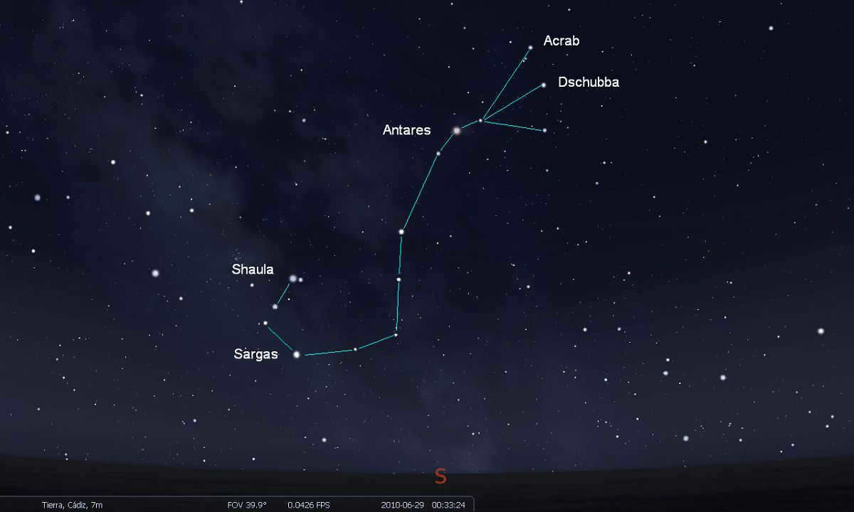 Scorpion constellation and its stars