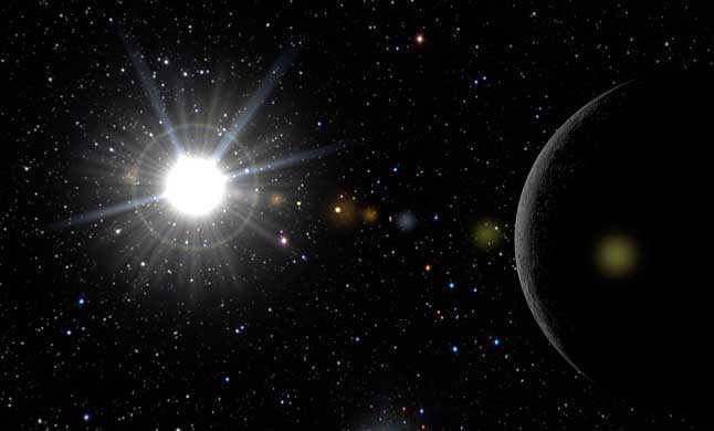 Sun, Mercury, planet, stars, space.