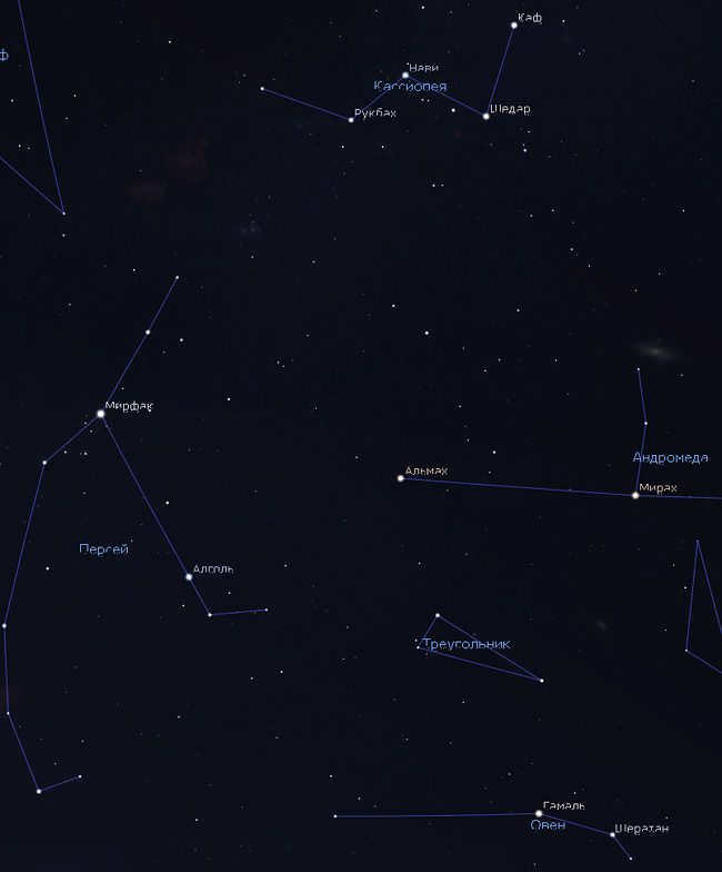 Perseus and Cassiopeia in the November sky
