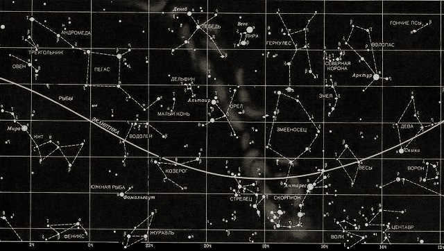 Map of constellations in the sky