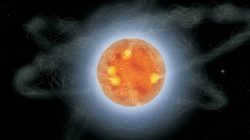 In fact, while the surface temperature of blue supergiants can reach nearly 50,000 °C, the temperature of red supergiants is even lower than that of the Sun, ranging from 3,000 to 4,000 °C, while our star has gone past 5,000 °C. As we can see, this phase of the star indicates that 