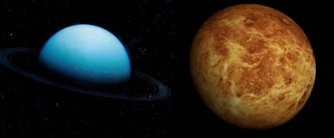 Uranus (left) and Venus (right)