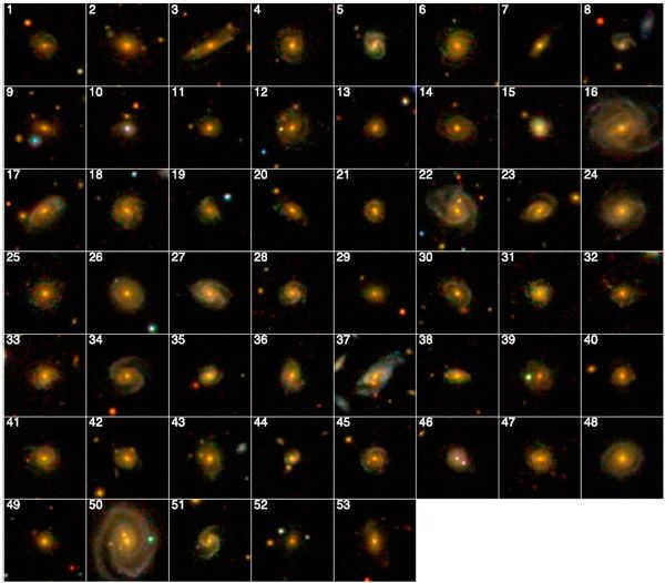 Figure 2. Portraits of all 53 superbright galaxies