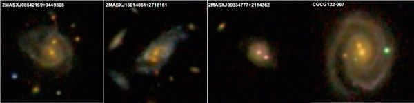 Fig. 5. Galaxies in which the merger process has presumably recently taken place