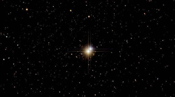 B Cyq is the beta of the Swan. Albireo. A star pair in the constellation Swan. The bluish satellite, which is 200 times brighter than the Sun, orbits a yellow star 1,000 times brighter than the Sun