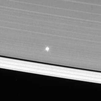 The star Mu Cepheus seen through Saturn's rings, Cassini image from July 3, 2013