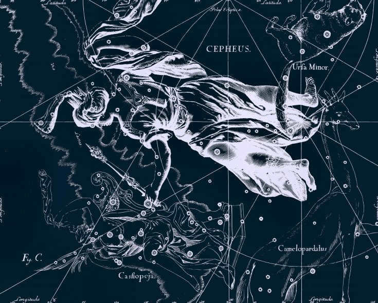 Cepheus, drawing by Jan Hevelius from his atlas of constellations