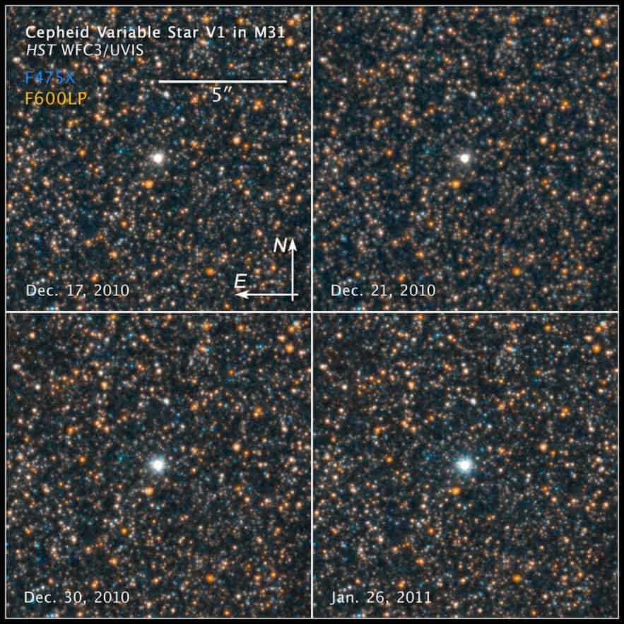 Brightness variation of Cepheid V1 in Messier 31