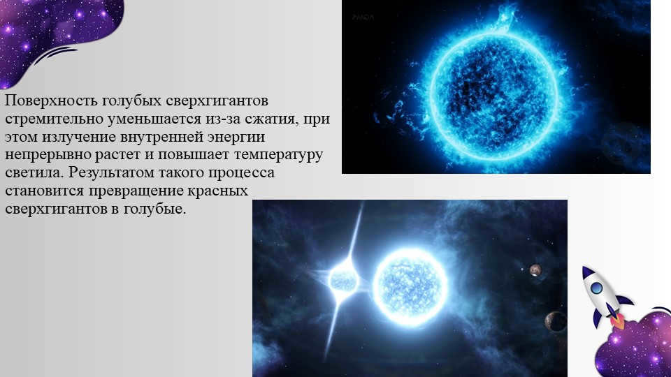 The surface of blue supergiants is rapidly shrinking due to compression. 