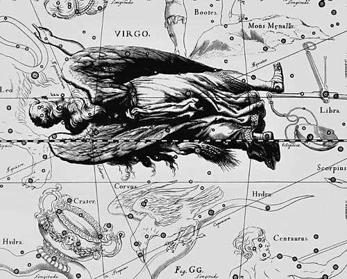 The constellation Virgo from the Atlas Uranographia of Jan Hevelius (1690)